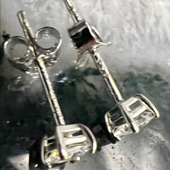 Vintage 925 Sterling Silver CZ Stud Earrings - Picture 7 of 11